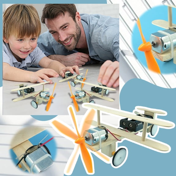 Kit Wooden Construction Science Projects Assembly Mechanical Models 3D Building DIY Educational Toys Taxiing Aircraft, Multicolor