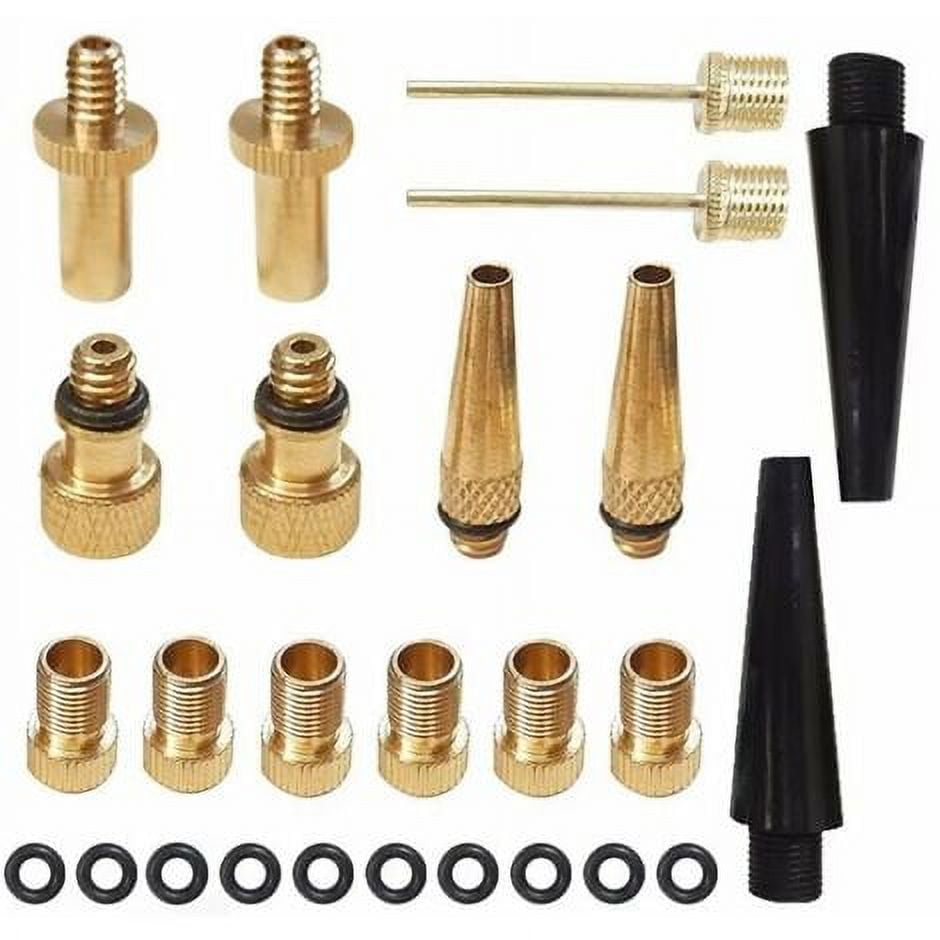 Kit of 26 Pcs Brass Valve Adapters Inflator Tip Valve Bike Inflation