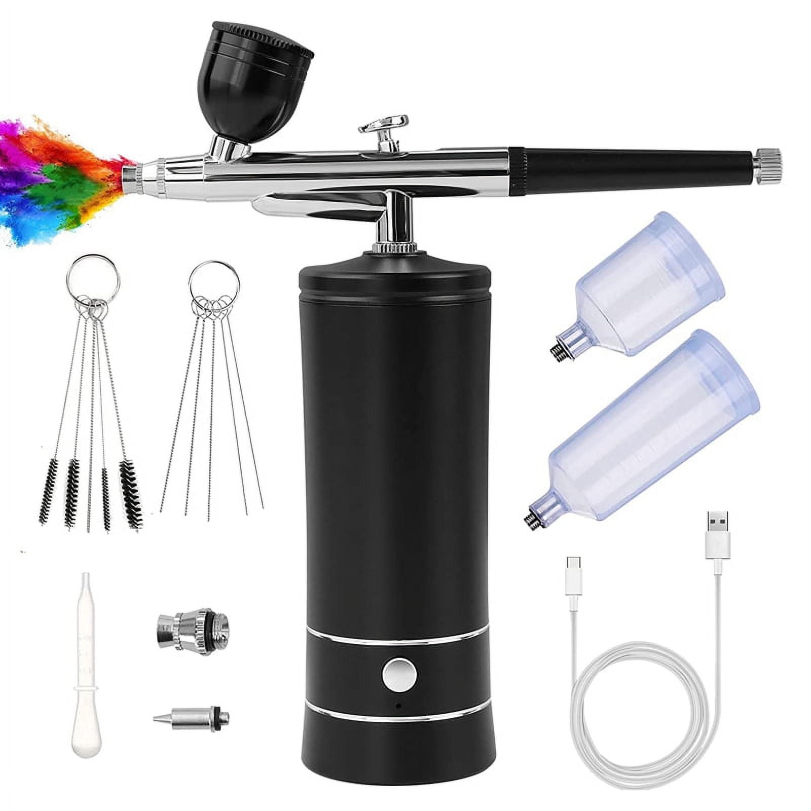 Kit with Compressor, Rechargeable Portable High Pressure Air Brushes with 0.3mm Nozzle