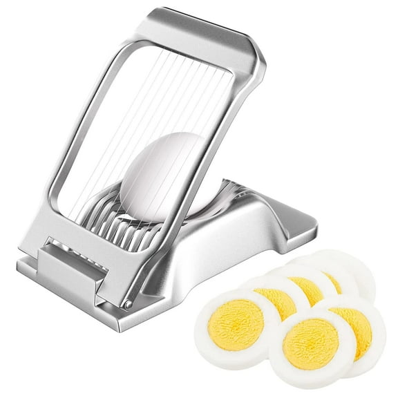 KitGody Egg Slicer Cutter for Hard Household Stainless Steel Egg Cutter, Cooker Cutter, Mini Manual Slicer for Boiled Eggs Ham Mushroom Strawberry Soft Fruit (Silver)