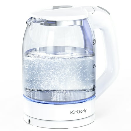 KitGody Electric Kettle 1.8L,Glass &Stainless Steel Hot Tea Pot with Auto Shut-off,Easy to Clean Use
