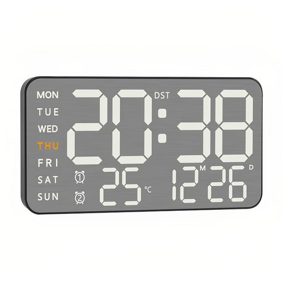 KitGody Digital LED Wall Clocks, Alarm Clock, Dimming, 12/24h, Date, Day of Week,Temp,Desk Clock, LED Clock, Digital Calendar Clocks for Living Room Essentials