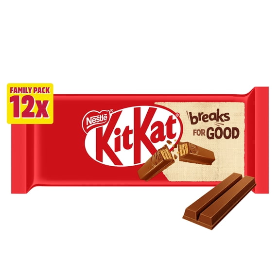 KitKat 2 Finger Milk Chocolate Biscuit Bars 12 Pack Multipack 248.8g, Imported from Britain