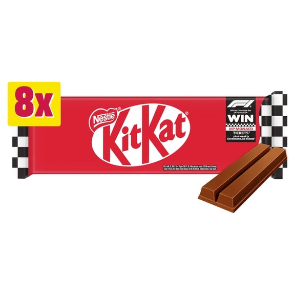KitKat 2 Finger Milk Chocolate Biscuit Bars 8 Pack Multipack 165.6g, Imported from Britain