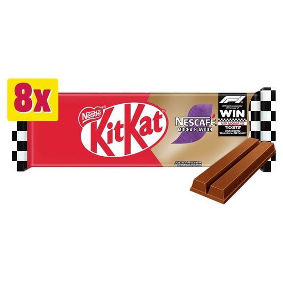 KitKat 2 Finger Mocha Flavour Chocolate Biscuit Bars 8 Pack Multipack 165.6g, Imported from Britain