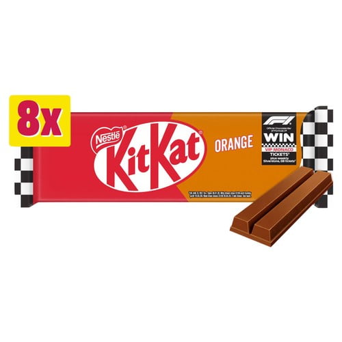 KitKat 2 Finger Orange Chocolate Biscuit Bar, Multipack 8 x 20g, British Import (Pack of 3)