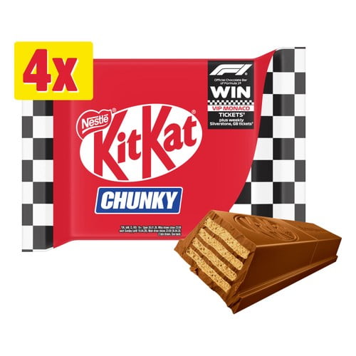 KitKat Chunky Milk Chocolate Bar 4 x 40g, British Import (Pack of 3)