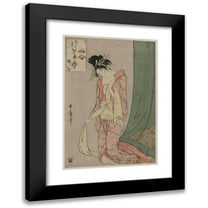 Kitagawa Utamaro 11x14 Black Modern Framed Museum Art Print Titled - Hanaogi of Ogiya from the Series Picture Puzzles (C. 1797)