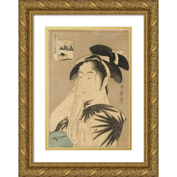 Kitagawa Utamaro 17x24 Gold Ornate Framed and Double Matted Museum Art Print Titled - The Widow of Asahiya (Between 1795 and 1796)