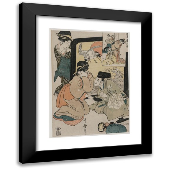 Kitagawa Utamaro 18x24 Black Modern Framed Museum Art Print Titled - Chushingura: Act I of the Storehouse of Loyalty (Late 1790s)