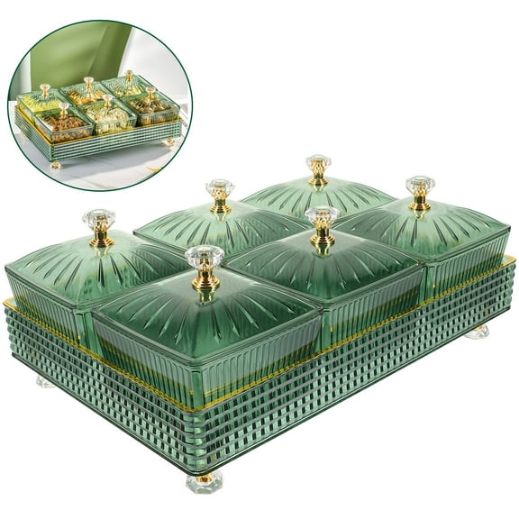 Kitandove 1 Set Serving Trays for Party Square Green 11X7.3X4.3in for Birthday and Anniversary
