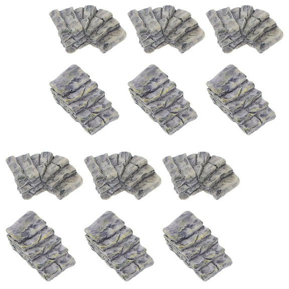 Kitandove 12Pcs Model Cobbled Steps for Indoor Decoration Grey 3.20X3.10X1.50cm