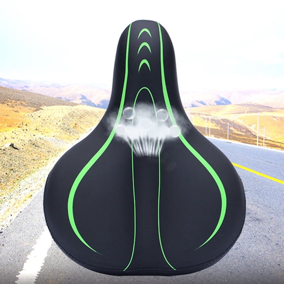 Kitandove 1Pack Comfortable Bike Seat For Women Padded Cushion Black Green Pu Steel 11.4x7.7x5.1in