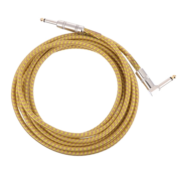 Kitandove 1Pack Noise Rejection Yellow Braided Wire Guitar Instrument Cable for Drum Guitar Amplifier Cable