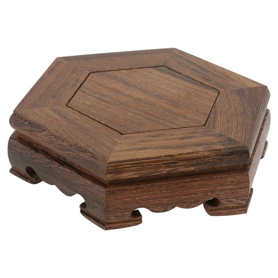 Kitandove 1Pcs Hexagonal Wood Vase Stand Wood for