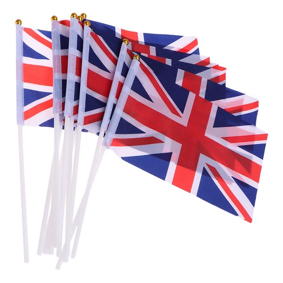 Kitandove 25 Sets England Hand Held Flags Rectangular Shape for National Celebrations and Parade Parties