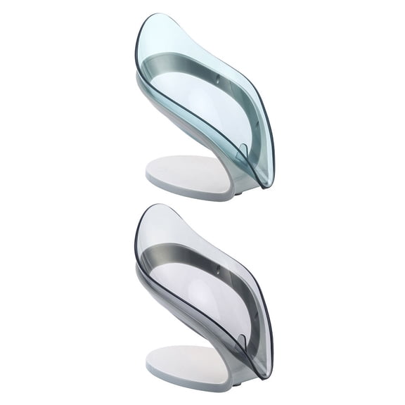 Kitandove 2Pcs Leaf Shaped Soap Storage Rack In Blue Grey For Home Decor