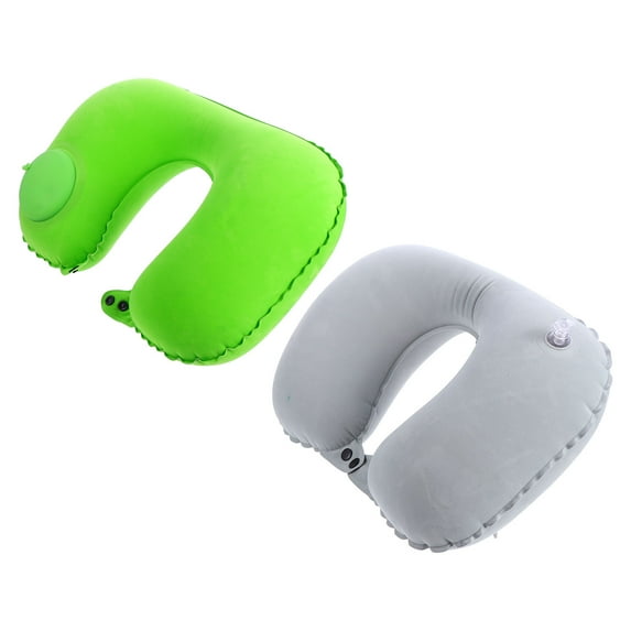 Kitandove 2Pcs U-Shaped Chair Neck Pillow Flocking Material Inflatable Design for Sleep