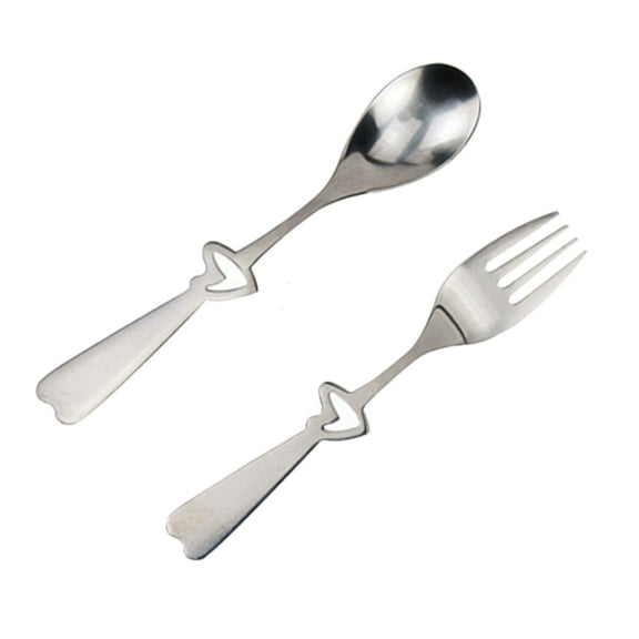 Kitandove 2Piece Heart Shaped Silverware Set with for Students