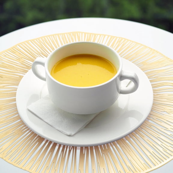 Kitandove 4Pcs Hollow Square Golden PVC Place Mats for Kitchen Table Protection 15X15In