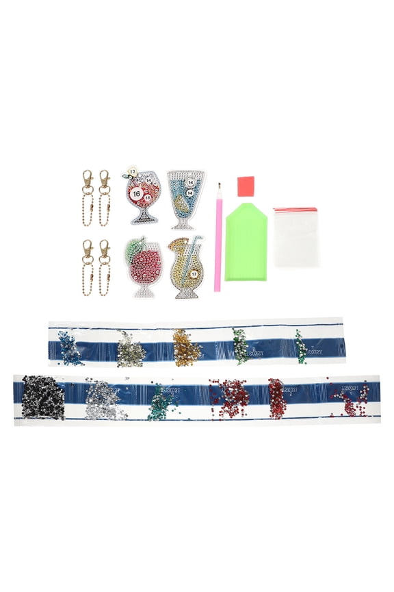 4Pcs Painting Key Rings Acrylic Diy Style Keychain Decorative for Kids and Families