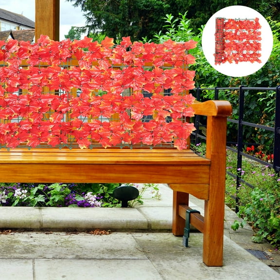 Kitandove Artificial Hedges Fence 1Set for Indoor and Outdoor Use in Red and Dark Green 39.4x19.7in