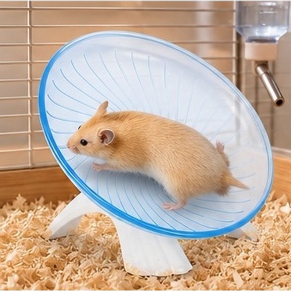 Kitandove Blue Exercise Wheel Small Animal with Stand, Silent 360 Motion, Modern Plastic for Decorative Cage