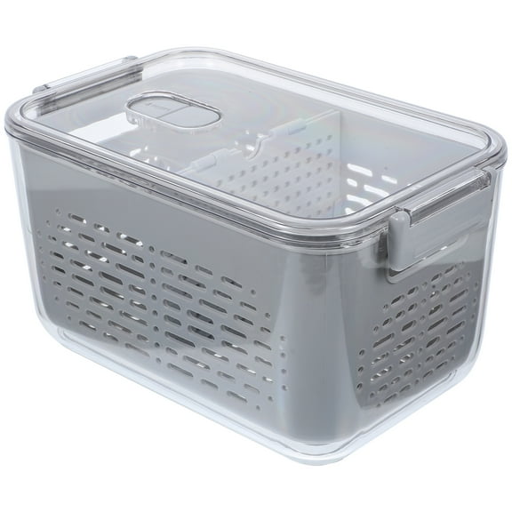 Kitandove Drainage Basket Draining Basket Fridge Storage Container 11.20X7.07X6.09In Grey 1Set