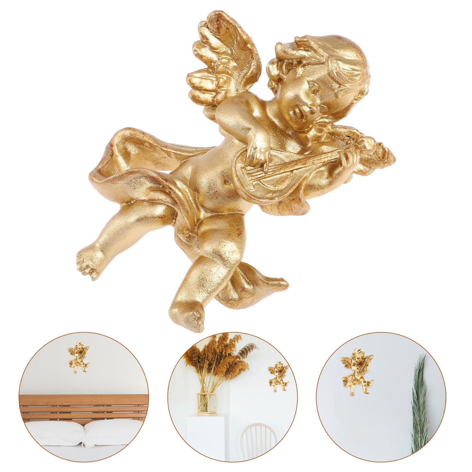 Kitandove Golden Resin Angel Shape Wall Ornament for Home Decor and ...