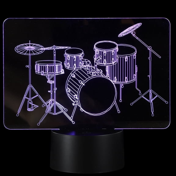 Kitandove Led Night Light Drum Kit Night Light 3D Illusion 1 Set 8.3x7.1x6.7in For Kids Room