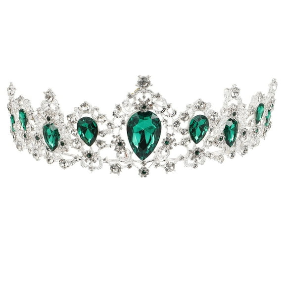 Kitandove Minkissy Royal Bridal Tiara Rhinestone Crown 1Pcs Silver Green Crown For Women