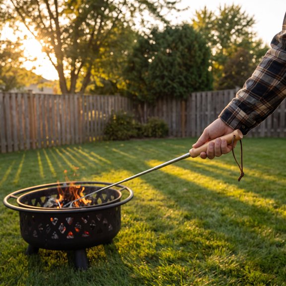 Kitandove Outdoor Fire Pit Poker Tool with Telescoping Stainless Steel and Safety Handle