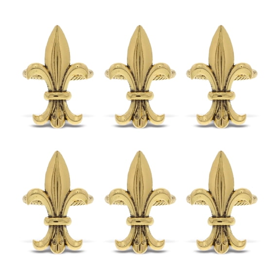 KitchaBon Gold Napkin Rings Set of 6 - Elegant Metal Gold Napkin Holder Ring Bands, Fancy Table Centerpiece Rings for Holiday Family Dinner, Birthday Party, Wedding Decorations - Fleur de Lis