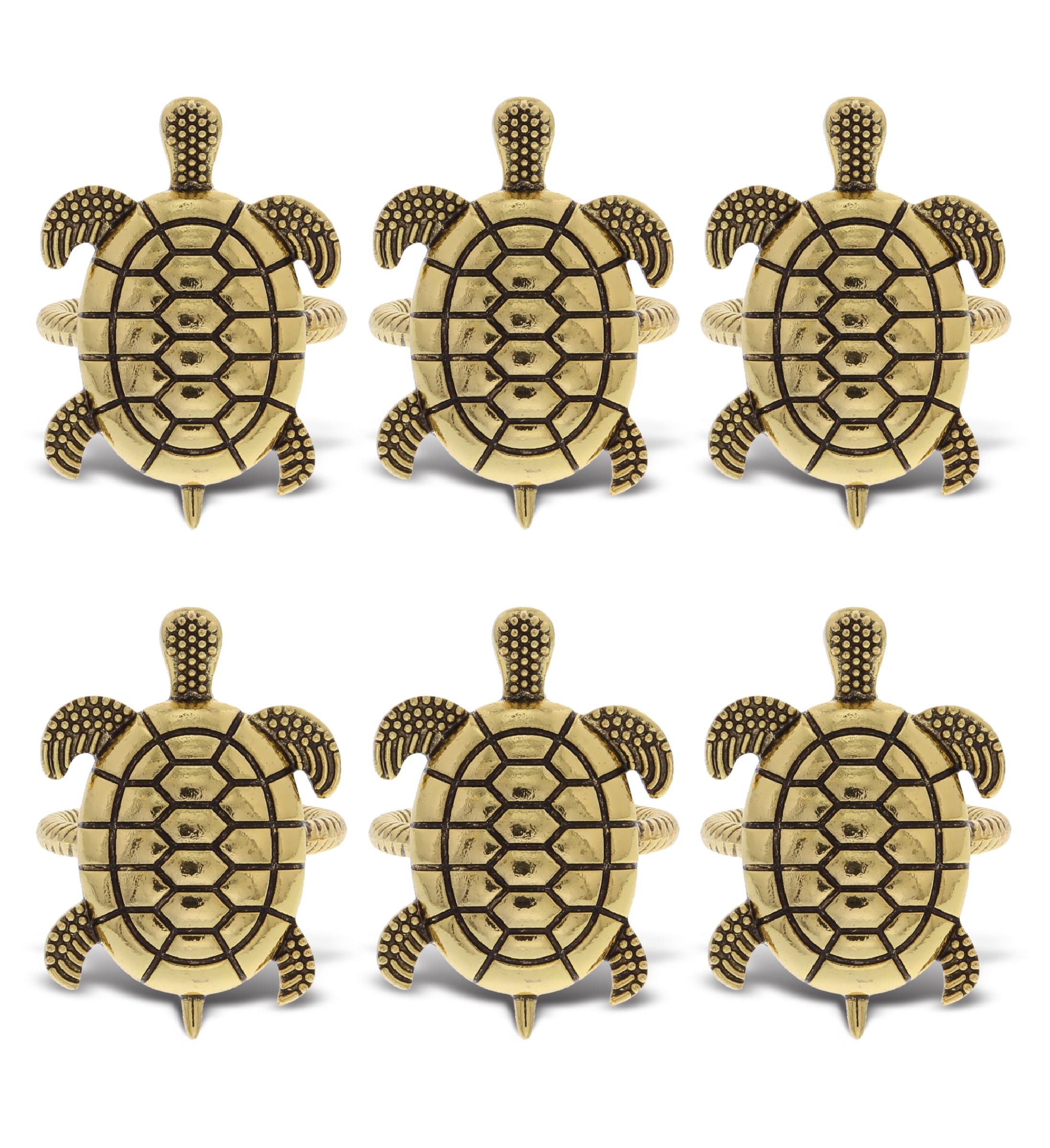 Gold Sea Turtle Metal Napkin Rings Set of 6