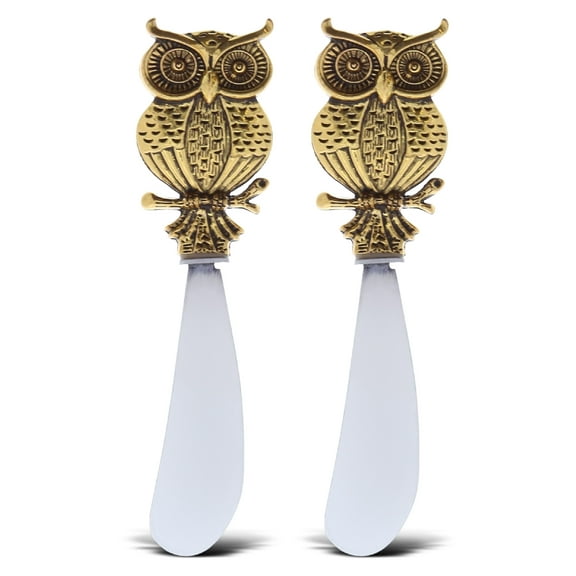 KitchaBon Gold Stainless Steel Dip & Cheese Spreader, Set of 2 - 4.55" - Owl