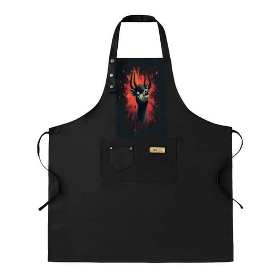 Kitchen 2 Pack Adjustable Bib Apron with Artistic Dark Figure Design & Red Splash Background 2 Pockets for Cooking Chef Apron for Men & Women