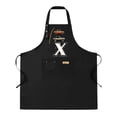 thumbnail image 1 of Kitchen 2 Pack Bib Apron - Adjustable Black Apron with Front Pocket Orange & Beige Car Graphic ' MOM ' Patch Perfect for Cooking, 1 of 5