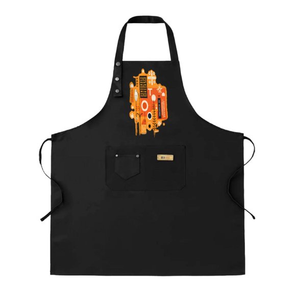 Kitchen 2 Pack Bib Apron - Adjustable Minimalistic Design with Geometric Pattern & 2 Pockets - Stylish Chef Apron for Men & Women