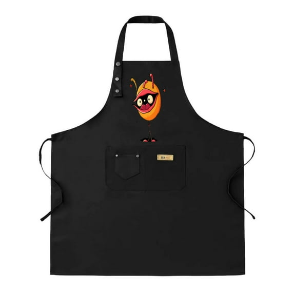 Kitchen 2 Pack Bib Apron Set - Adjustable with Fun Egg Character Design & Colorful Splashes 2 Pockets Perfect for Cooking