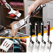 Kitchen 2-in-1 Stainless Steel Fish Spatula/Clip - Multi-Functional Flipping Tool for Steak/Vegetables, Durable Stainless Steel Turner with Strong Grip, Ideal for Grilling/Frying, 11*3in, Gray