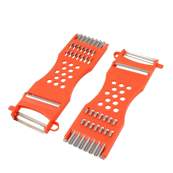 Kitchen 3 Way Fruit Vegetable Potato Carrot Slicer Peeler Cutter Orange Red 2pcs