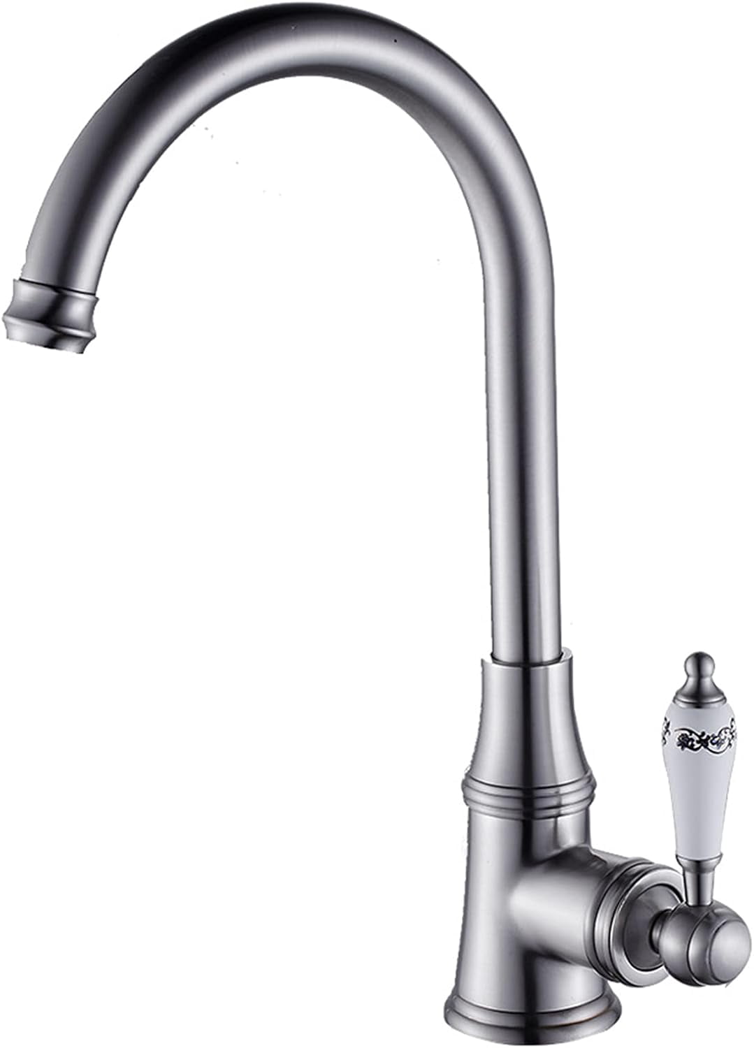 Metal 3-Hole Kitchen & Bathroom Faucet – Swivel Cold/Hot Mixer Valve For Sink, Utility Basin, Vanity (Silver)