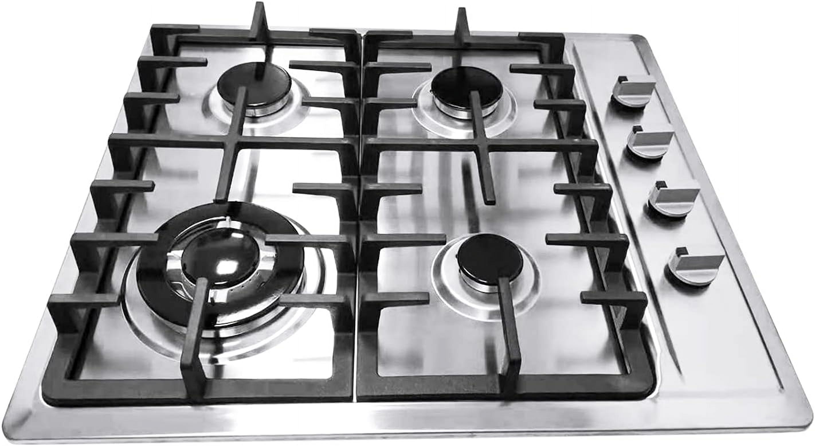 Kitchen 4 Burners Gas Stove Built-in Gas Cooktop Stainless Steel NG Cooking Hob Cooker for Homes Hotels Restaurants 3KW x 2+1.75KW +1.0KW, 23.2x 20.1in