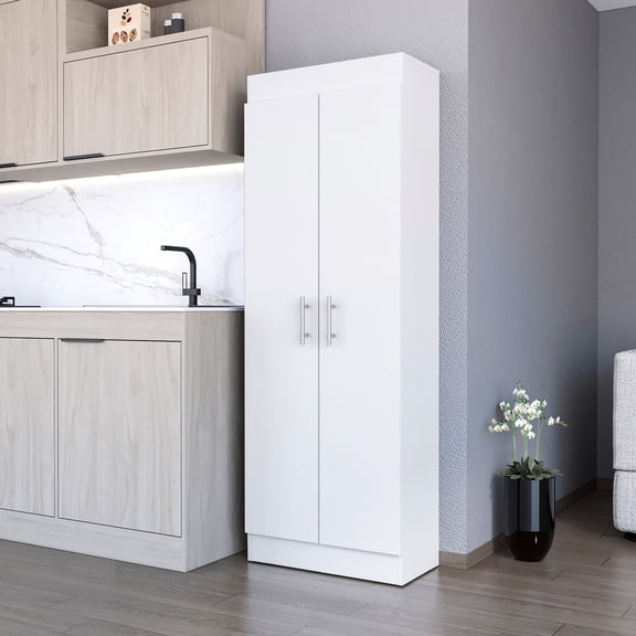 Kitchen 5-shelf White Storage Cabinet - Enhances Your Organization Pantry In For Overall Of