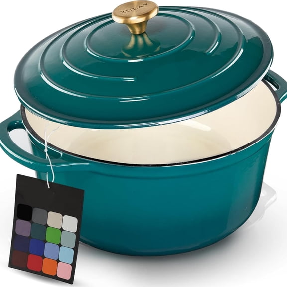 Kitchen 6 Quart Enameled Cast Iron Dutch Oven Pot with Lid Premium Durability & Oven Safe up to 500F Heavy Duty Cookware Perfect for Bread Baking, Stews, Braising & Roasting Emerald