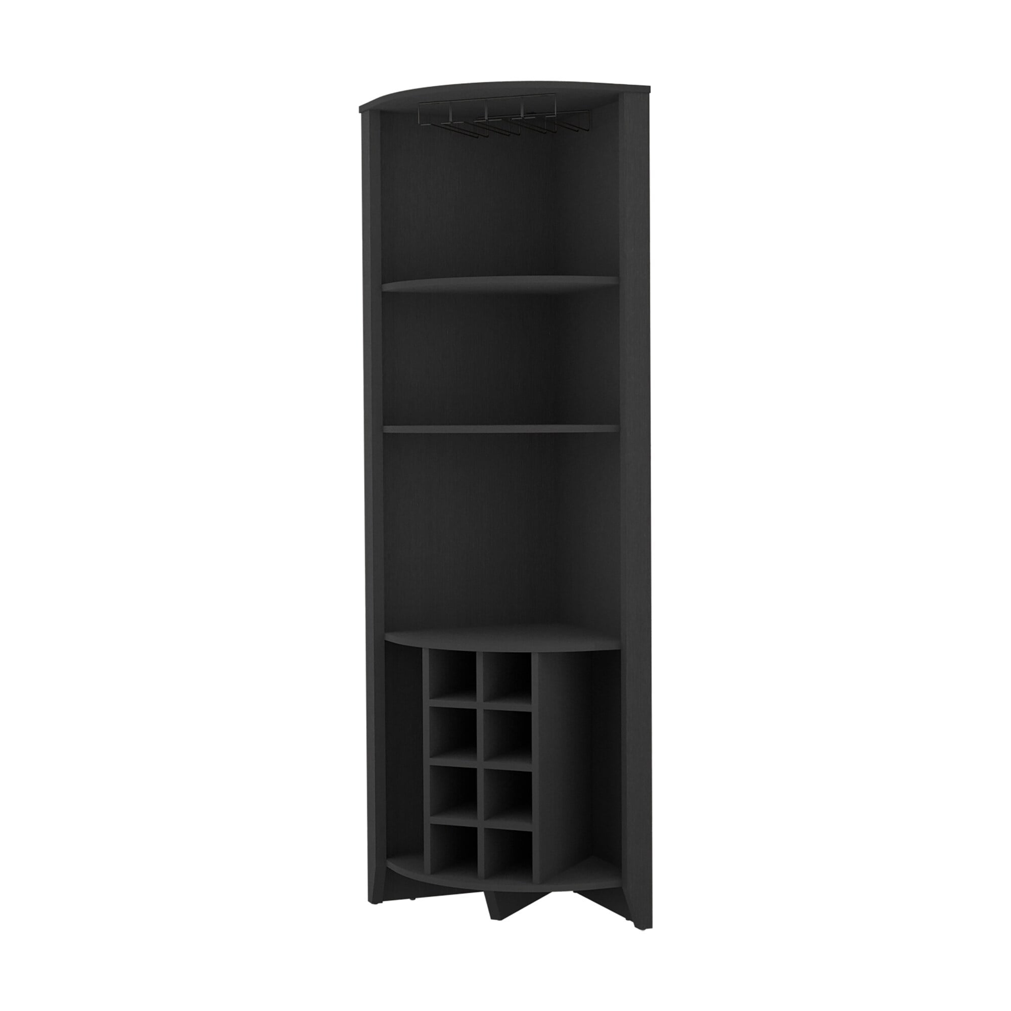 Kitchen 8Bottle 5Shelf Corner Bar Black