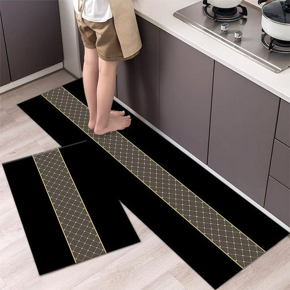 Kitchen Absorbent Mat Wipeable Comfort Standing Kitchen Rugs and Mats Wipeable Wash Free Long Strip Carpet