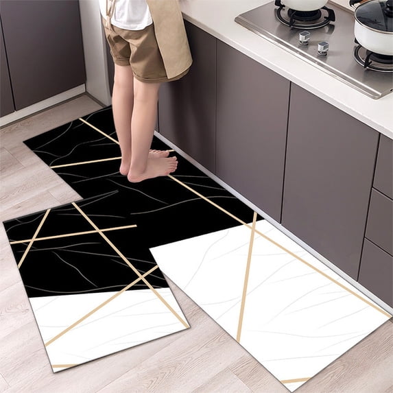 Kitchen Absorbent Mat Wipeable Comfort Standing Kitchen Rugs and Mats Wipeable Wash Free Long Strip Carpet
