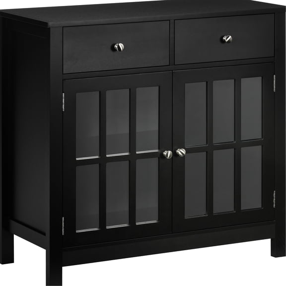 Kitchen Accent Cabinet | Serves as Coffee Station or Buffet | MDF and Glass Combination | Prevents Items from Falling