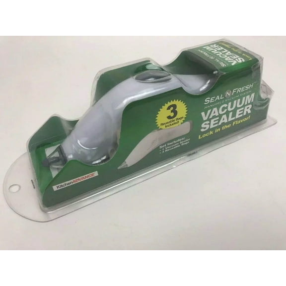 Kitchen Advance Seal N Fresh Handheld Vacuum Sealer System And 3 Reuseable Bags